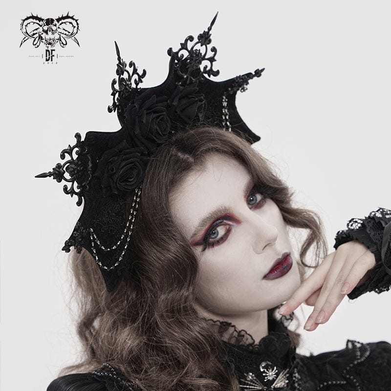 DEVIL FASHION Women's Gothic Rose Spiked Beaded Headwear
