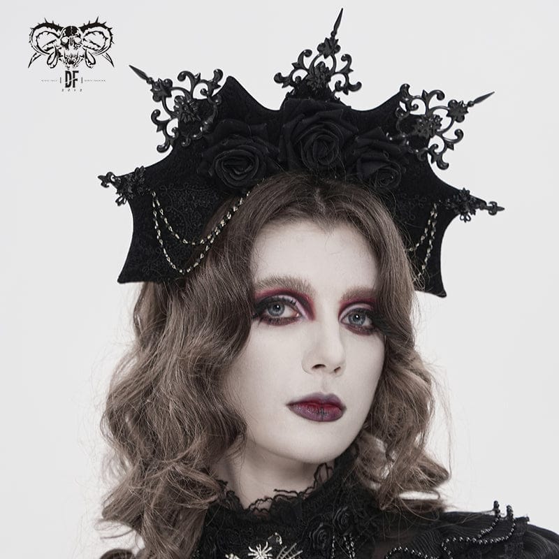 DEVIL FASHION Women's Gothic Rose Spiked Beaded Headwear