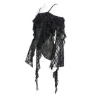 DEVIL FASHION Women's Gothic Ruffle Irregular Off Shoulder Slip Shirt