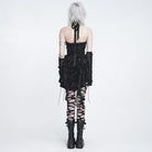 DEVIL FASHION Women's Gothic Ruffle Plunging V-Neck Halter Dress