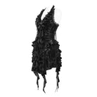 DEVIL FASHION Women's Gothic Ruffle Plunging V-Neck Halter Dress