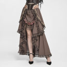 DEVIL FASHION Women's Gothic Ruffle Rose Irregular Hem Skirt
