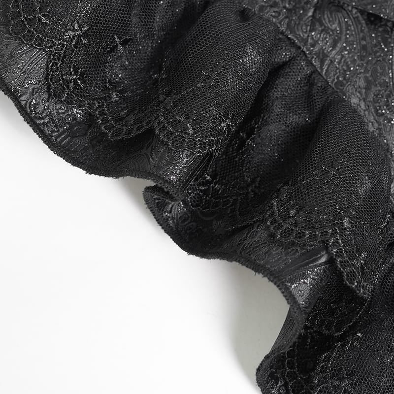 DEVIL FASHION Women's Gothic Ruffled Buckle Straps Lace-up Girdle