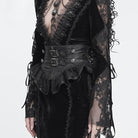 DEVIL FASHION Women's Gothic Ruffled Buckle Straps Lace-up Girdle