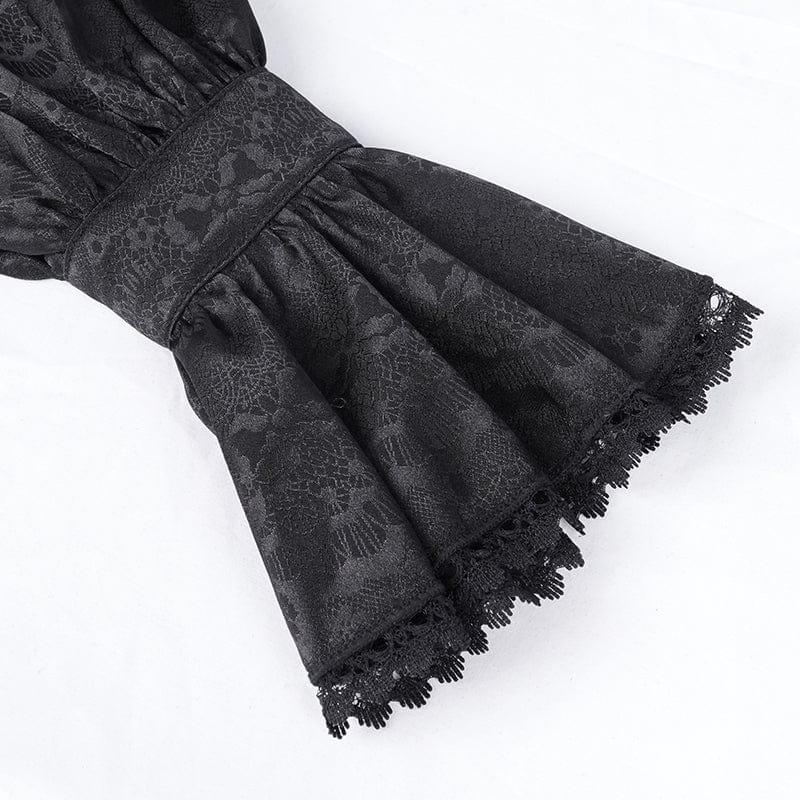 DEVIL FASHION Women's Gothic Ruffled Lace Long Sleeved Blouse