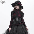 DEVIL FASHION Women's Gothic Ruffled Lace Splice Underbust Corset Black