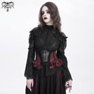 DEVIL FASHION Women's Gothic Ruffled Lace Splice Underbust Corset Red