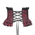 DEVIL FASHION Women's Gothic Ruffled Lace Splice Underbust Corset Red