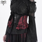 DEVIL FASHION Women's Gothic Ruffled Lace Splice Underbust Corset Red