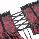 DEVIL FASHION Women's Gothic Ruffled Lace Splice Underbust Corset Red
