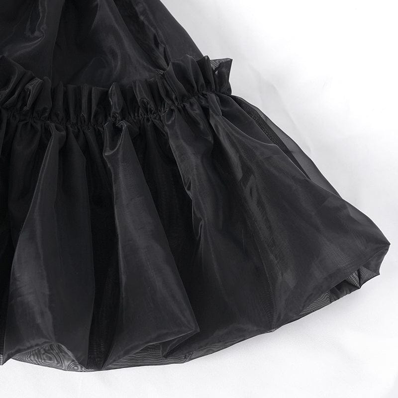 DEVIL FASHION Women's Gothic Ruffled Mesh Bubble Short Skirt