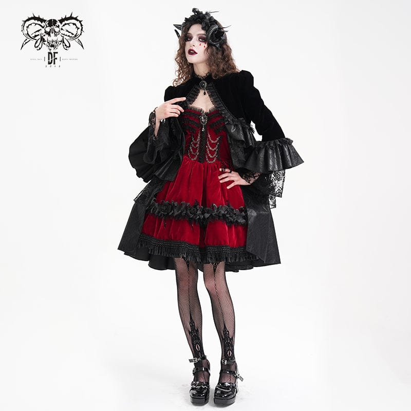 DEVIL FASHION Women's Gothic Ruffled Mesh Lace Jacket