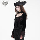 DEVIL FASHION Women's Gothic Ruffled Mesh Lace-up Long Sleeved Shirts