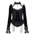 DEVIL FASHION Women's Gothic Ruffled Mesh Lace-up Long Sleeved Shirts