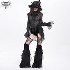 DEVIL FASHION Women's Gothic Ruffled Mesh Splice Lace-up Shorts