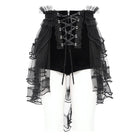 DEVIL FASHION Women's Gothic Ruffled Mesh Splice Lace-up Shorts