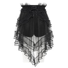DEVIL FASHION Women's Gothic Ruffled Mesh Splice Lace-up Shorts