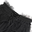 DEVIL FASHION Women's Gothic Ruffled Mesh Splice Lace-up Shorts