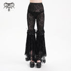 DEVIL FASHION Women's Gothic Sheer Mesh Tassels Lace Pants