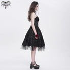 DEVIL FASHION Women's Gothic Skeleton Printed Lace Splice Halterneck Witch Dress Black