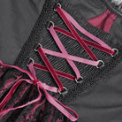 DEVIL FASHION Women's Gothic Skeleton Printed Lace Splice Halterneck Witch Dress Red