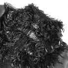DEVIL FASHION Women's Gothic Spiked Faux Fur Panel Spliced Long Coat