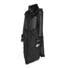 DEVIL FASHION Women's Gothic Spiked Faux Fur Panel Spliced Long Coat