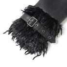 DEVIL FASHION Women's Gothic Spiked Faux Fur Panel Spliced Long Coat