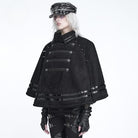 DEVIL FASHION Women's Gothic Spiked Stand Collar Asymmetrical Slanted Placket Cloak