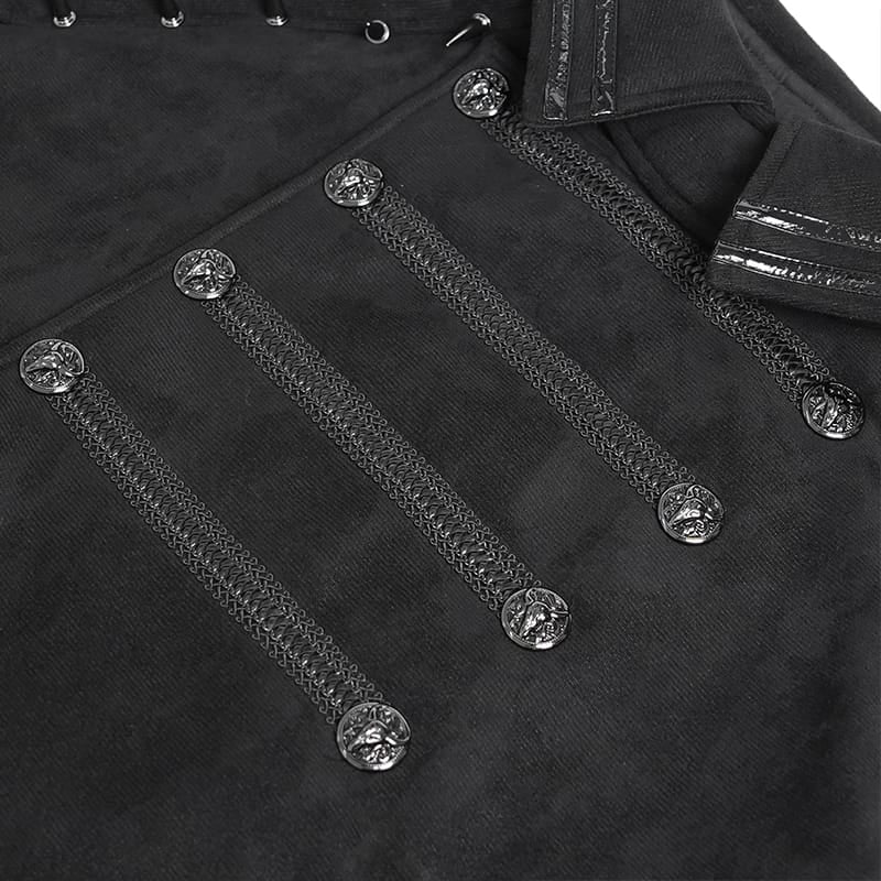DEVIL FASHION Women's Gothic Spiked Stand Collar Asymmetrical Slanted Placket Cloak