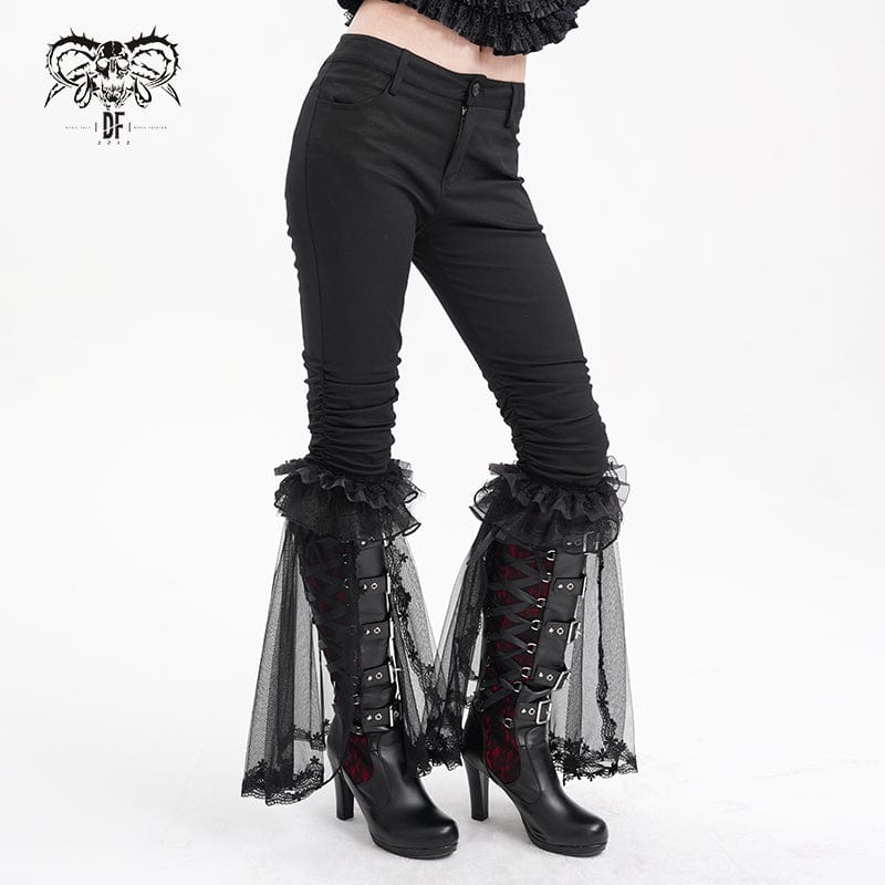 DEVIL FASHION Women's Gothic Splice Ruffled Lace Pants