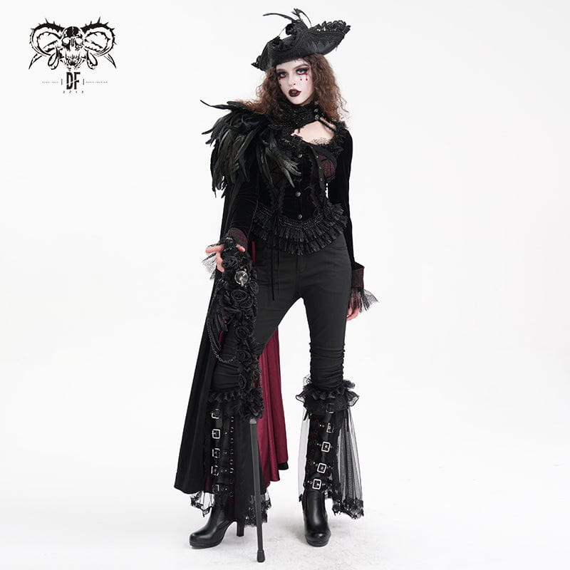 DEVIL FASHION Women's Gothic Splice Ruffled Lace Pants