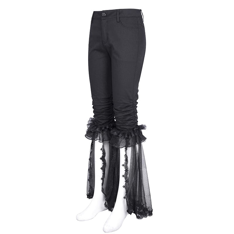 DEVIL FASHION Women's Gothic Splice Ruffled Lace Pants