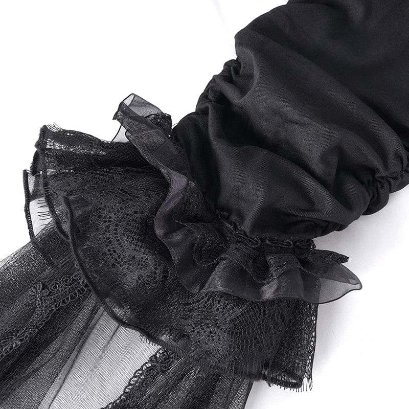 DEVIL FASHION Women's Gothic Splice Ruffled Lace Pants