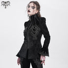 DEVIL FASHION Women's Gothic Stand Collar Flared Sleeved Jacket Black