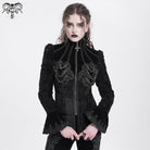 DEVIL FASHION Women's Gothic Stand Collar Flared Sleeved Jacket Black