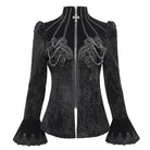 DEVIL FASHION Women's Gothic Stand Collar Flared Sleeved Jacket Black