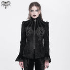 DEVIL FASHION Women's Gothic Stand Collar Flared Sleeved Jacket Black