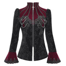DEVIL FASHION Women's Gothic Stand Collar Flared Sleeved Jacket Red