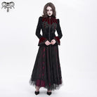 DEVIL FASHION Women's Gothic Stand Collar Flared Sleeved Jacket Red