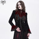 DEVIL FASHION Women's Gothic Stand Collar Flared Sleeved Jacket Red