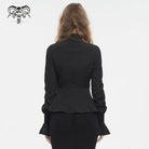 DEVIL FASHION Damen Gothic Stehkragen Rüschenhemd Schwarz