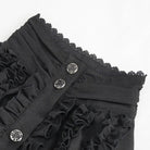 DEVIL FASHION Damen Gothic Stehkragen Rüschenhemd Schwarz