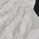 DEVIL FASHION Damen Gothic Stehkragen Rüschenhemd Weiß