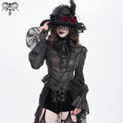 DEVIL FASHION Women's Gothic Stand Collar Ruffled Swallow-tailed Shirt