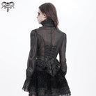DEVIL FASHION Women's Gothic Stand Collar Ruffled Swallow-tailed Shirt