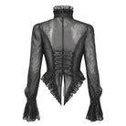 DEVIL FASHION Women's Gothic Stand Collar Ruffled Swallow-tailed Shirt
