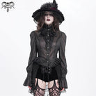 DEVIL FASHION Women's Gothic Stand Collar Ruffled Swallow-tailed Shirt