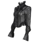 DEVIL FASHION Women's Gothic Stand Collar Ruffled Swallow-tailed Shirt