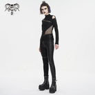 DEVIL FASHION Women's Gothic Strappy Cutout Mesh Splice Shirt